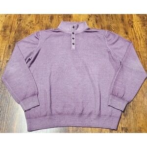 Vintage Gran Sasso Men's 1/4 Button Purple Sweater 100% Merino Wool Size Large